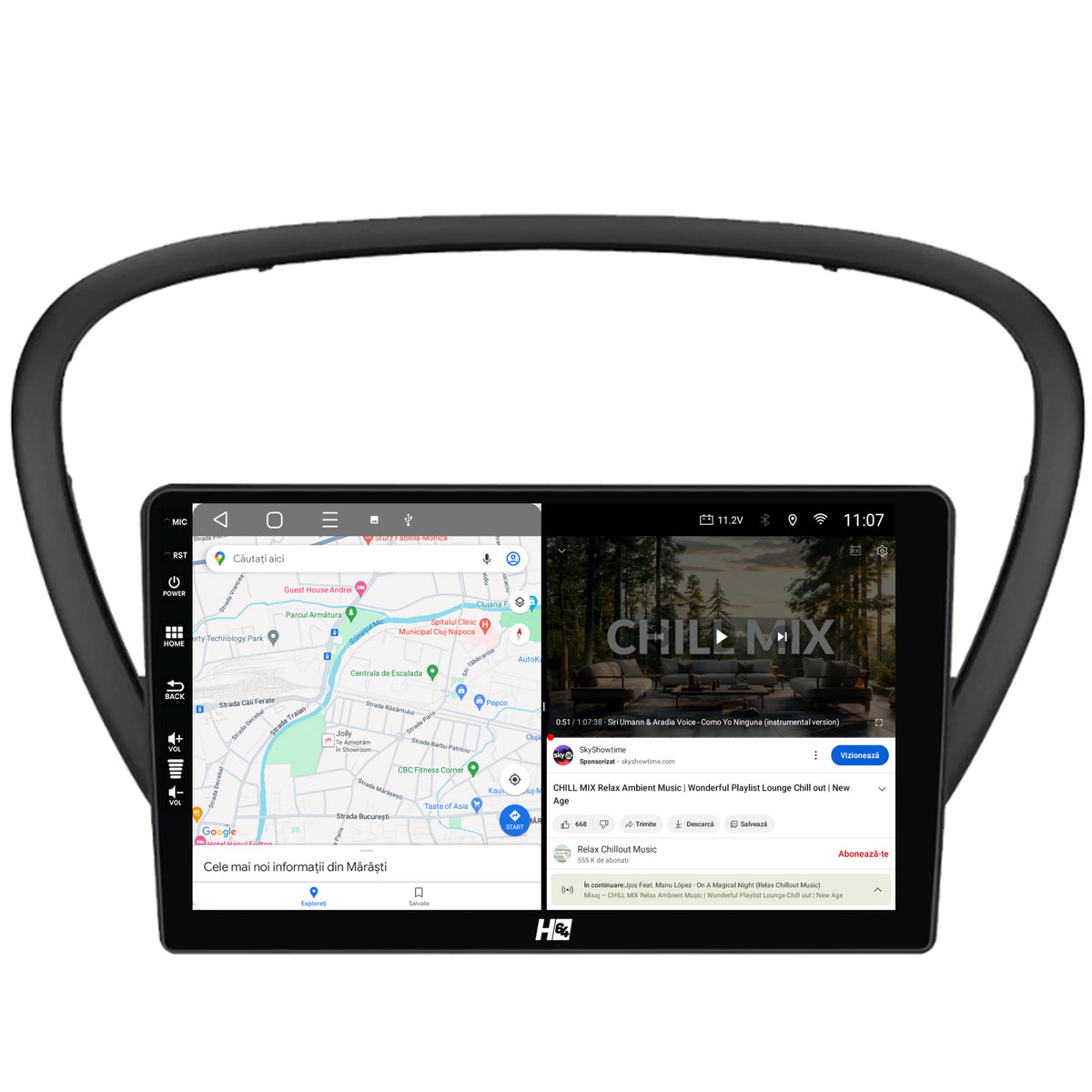 Navigatie HUB64 Peugeot 607 (2004-2011), 6GB RAM, Android, Octacore, Slot Sim 4G, DSP, GPS, Wi-FI, Carplay, Android Auto, USB, Bluetooth, Waze, Touchscreen, 9 Inch