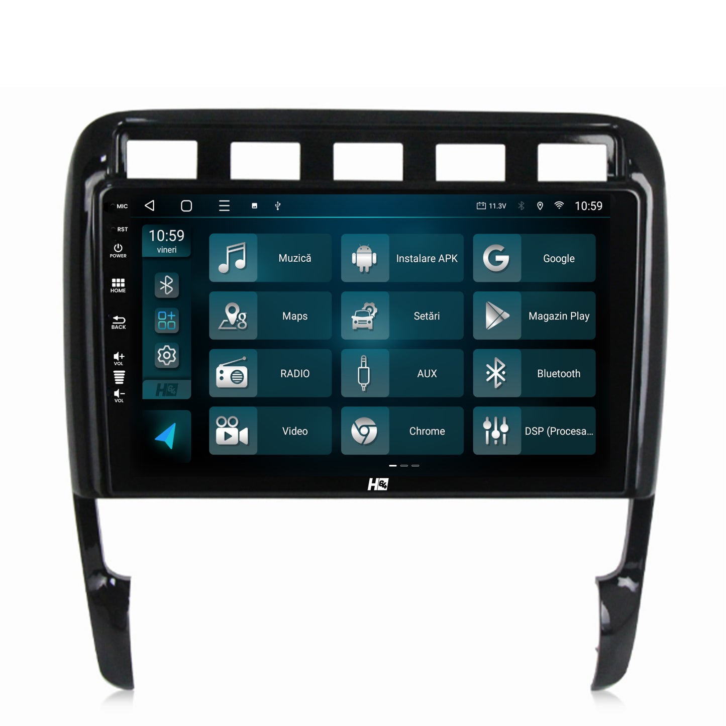 Navigatie HUB64 Porsche Cayenne (2002-2010), 8GB RAM, Android, Octacore, Slot Sim 4G, DSP, GPS, Wi-FI, Carplay, Android Auto, USB, Bluetooth, Waze, Touchscreen, 9 Inch