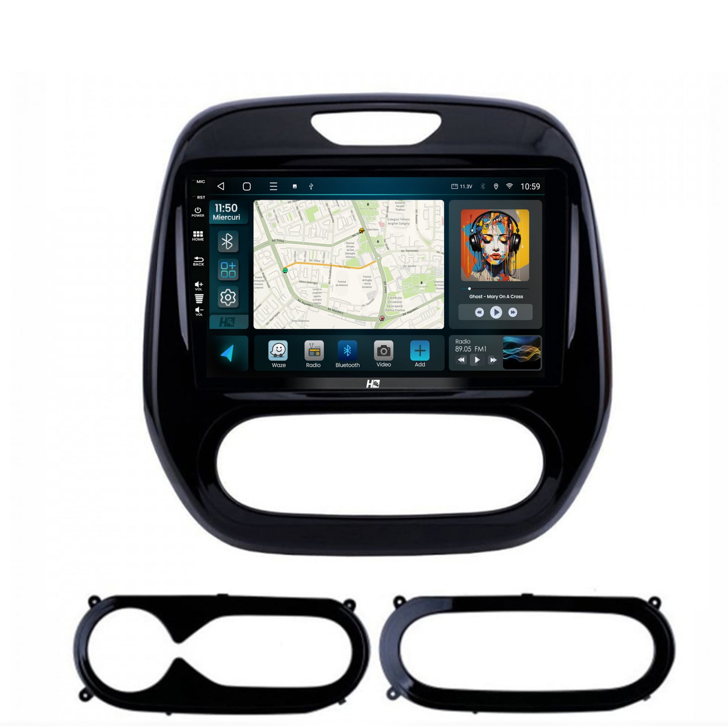 Navigatie HUB64 Renault Captur (2013-2019), 8GB RAM, Android, Octacore, Slot Sim 4G, DSP, GPS, Wi-FI, Carplay, Android Auto, USB, Bluetooth, Waze, Touchscreen, 9 Inch
