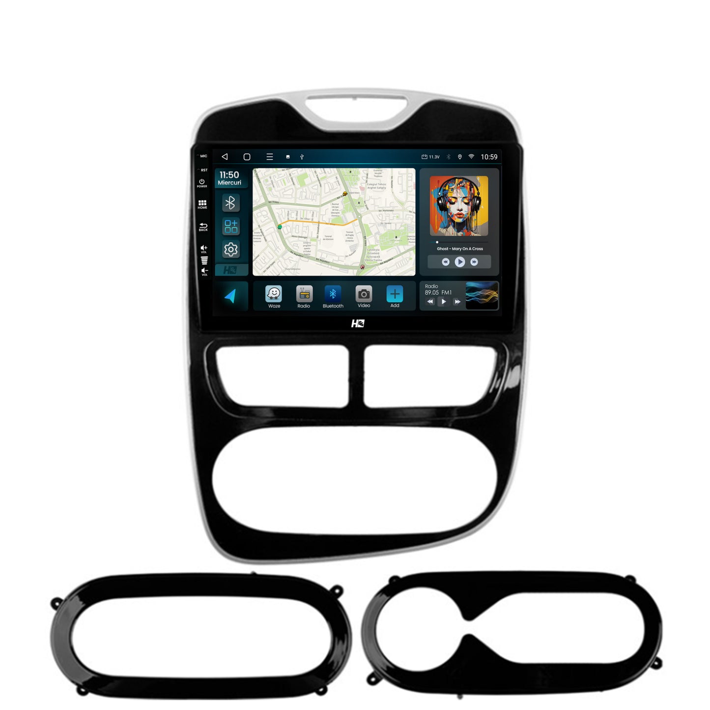 Navigatie HUB64 Renault Clio IV (2012-2016), 2GB RAM, Android, GPS, Wi-FI, Carplay, Android Auto, USB, Bluetooth, Radio, Waze, Touchscreen, 9 inch