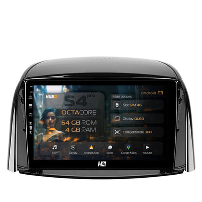 Navigatie HUB64 Renault Koleos (2009-2016), 4GB RAM, Android, Octacore, Slot Sim 4G, DSP, GPS, Wi-FI, Carplay, Android Auto, USB, Bluetooth, Waze, Touchscreen, 9 inch