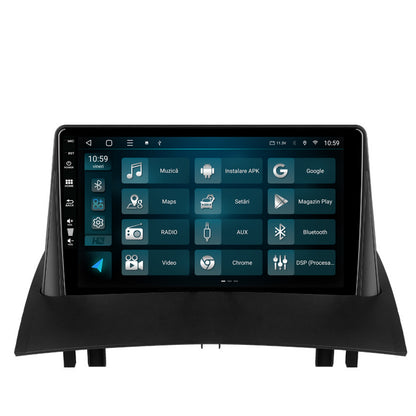 Navigatie HUB64 Renault Megane 2 (2002-2009), 4GB RAM, Android, Octacore, Slot Sim 4G, DSP, GPS, Wi-FI, Carplay, Android Auto, USB, Bluetooth, Waze, Touchscreen, 9 inch