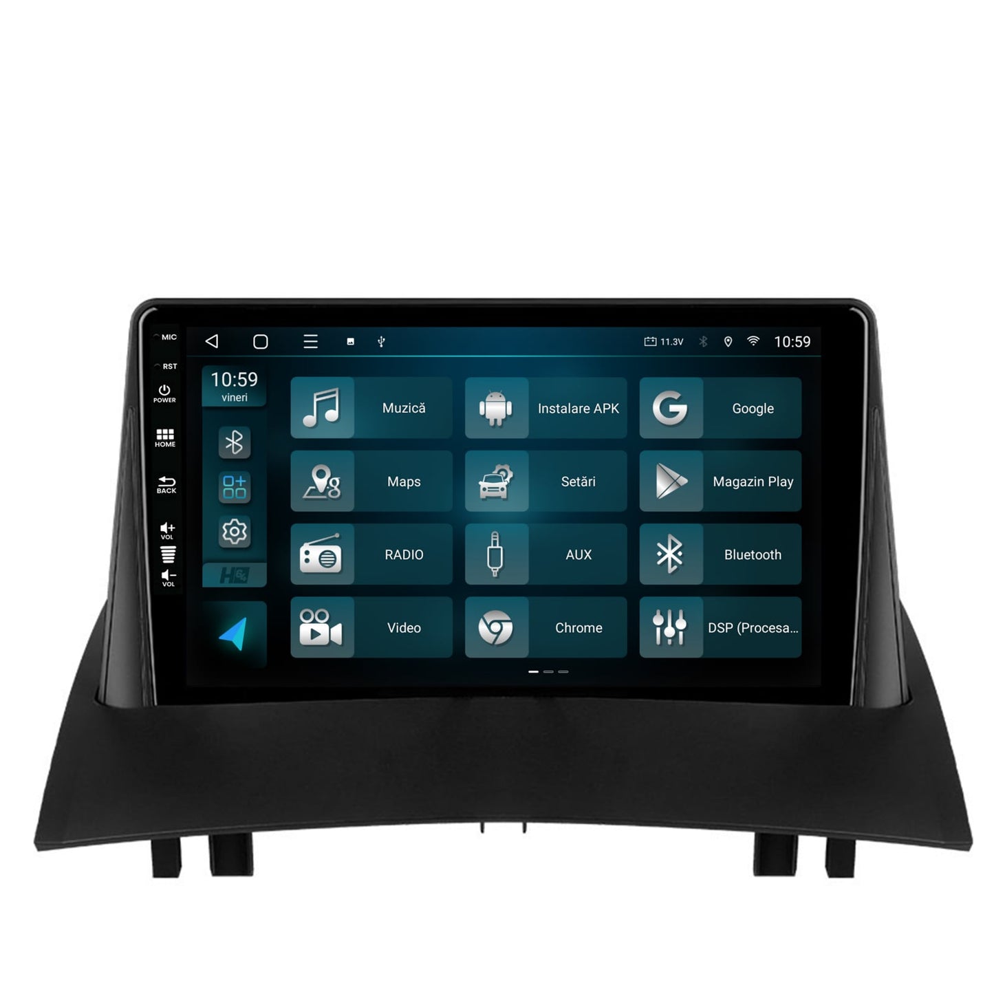 Navigatie HUB64 Renault Megane 2 (2002-2009), 4GB RAM, Android, Quadcore, DSP, GPS, Wi-FI, Carplay, Android Auto, USB, Bluetooth, Waze, Touchscreen, 9 inch