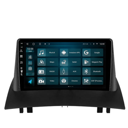 Navigatie HUB64 Renault Megane 2 (2002-2009), 4GB RAM, Android, Quadcore, DSP, GPS, Wi-FI, Carplay, Android Auto, USB, Bluetooth, Waze, Touchscreen, 9 inch