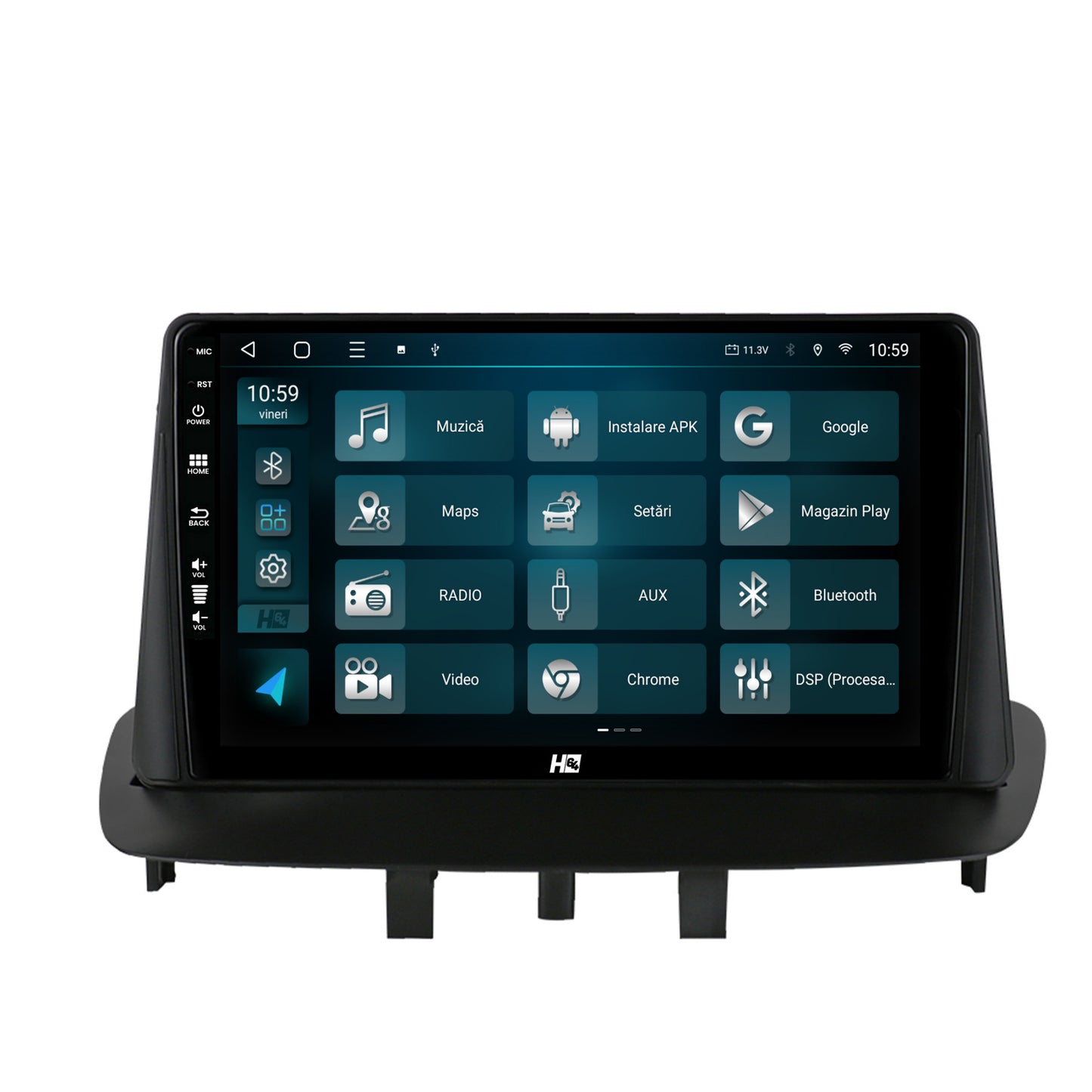 Navigatie HUB64 Renault Megane 3 / Fluence (2009-2016), 4GB RAM, Android, Quadcore, DSP, GPS, Wi-FI, Carplay, Android Auto, USB, Bluetooth, Waze, Touchscreen, 9 inch