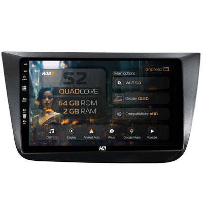 Navigatie HUB64 Seat Altea/Toledo (2005-2012), 2GB RAM, Android, GPS, Wi-FI, Carplay, Android Auto, USB, Bluetooth, Radio, Waze, Touchscreen, 9 inch