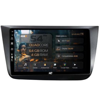 Navigatie HUB64 Seat Altea/Toledo (2005-2012), 4GB RAM, Android, Quadcore, DSP, GPS, Wi-FI, Carplay, Android Auto, USB, Bluetooth, Waze, Touchscreen, 9 inch