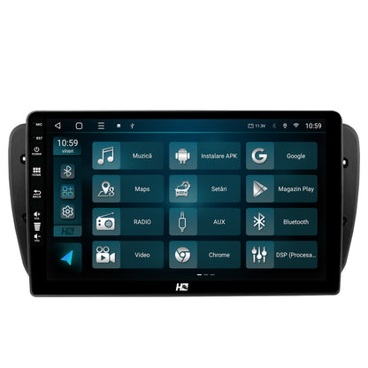 Navigatie HUB64 Seat Ibiza (2009-2013), 8GB RAM, Android, Octacore, Slot Sim 4G, DSP, GPS, Wi-FI, Carplay, Android Auto, USB, Bluetooth, Waze, Touchscreen, 9 Inch