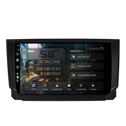 Navigatie HUB64 Seat Ibiza / Arona (2017+), 8GB RAM, Android, Octacore, Slot Sim 4G, DSP, GPS, Wi-FI, Carplay, Android Auto, USB, Bluetooth, Waze, Touchscreen, 9 Inch