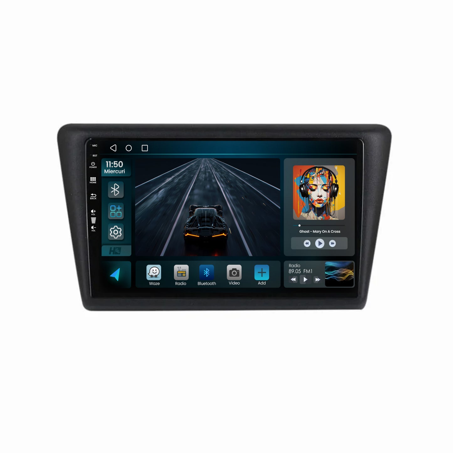 Navigatie HUB64 Seat Toledo / Skoda Rapid (2012-2019), 2GB RAM, Android, GPS, Wi-FI, Carplay, Android Auto, USB, Bluetooth, Radio, Waze, Touchscreen, 9 inch