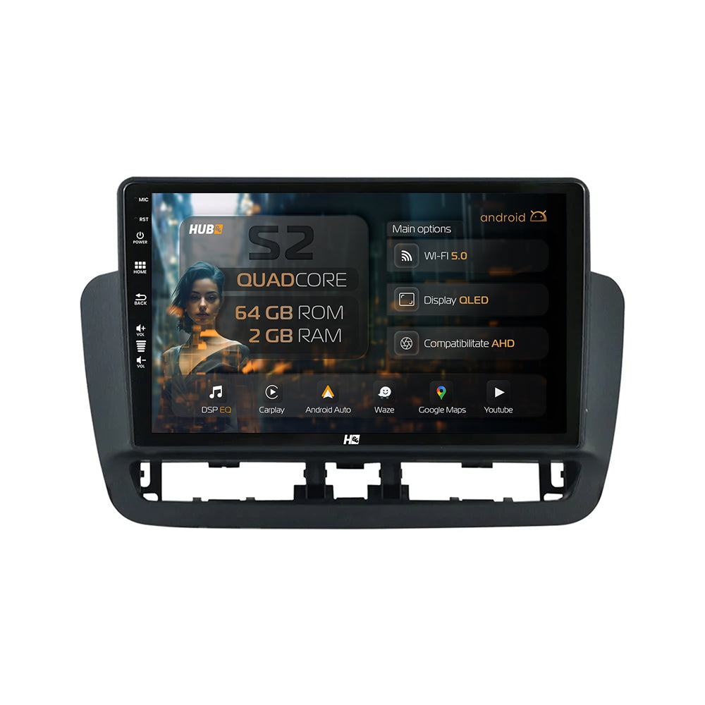 Navigatie HUB64 Seat Ibiza IV (2014-2017), 2GB RAM, Android, GPS, Wi-FI, Carplay, Android Auto, USB, Bluetooth, Radio, Waze, Touchscreen, 9 inch