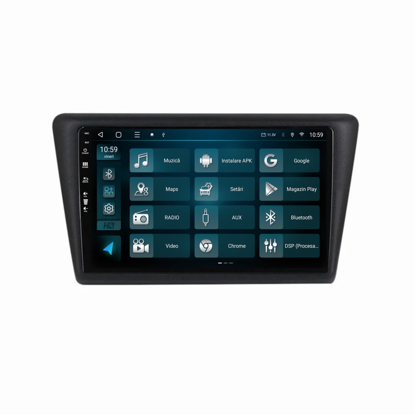 Navigatie HUB64 Seat Toledo / Skoda Rapid (2012-2019), 4GB RAM, Android, Quadcore, DSP, GPS, Wi-FI, Carplay, Android Auto, USB, Bluetooth, Waze, Touchscreen, 9 inch