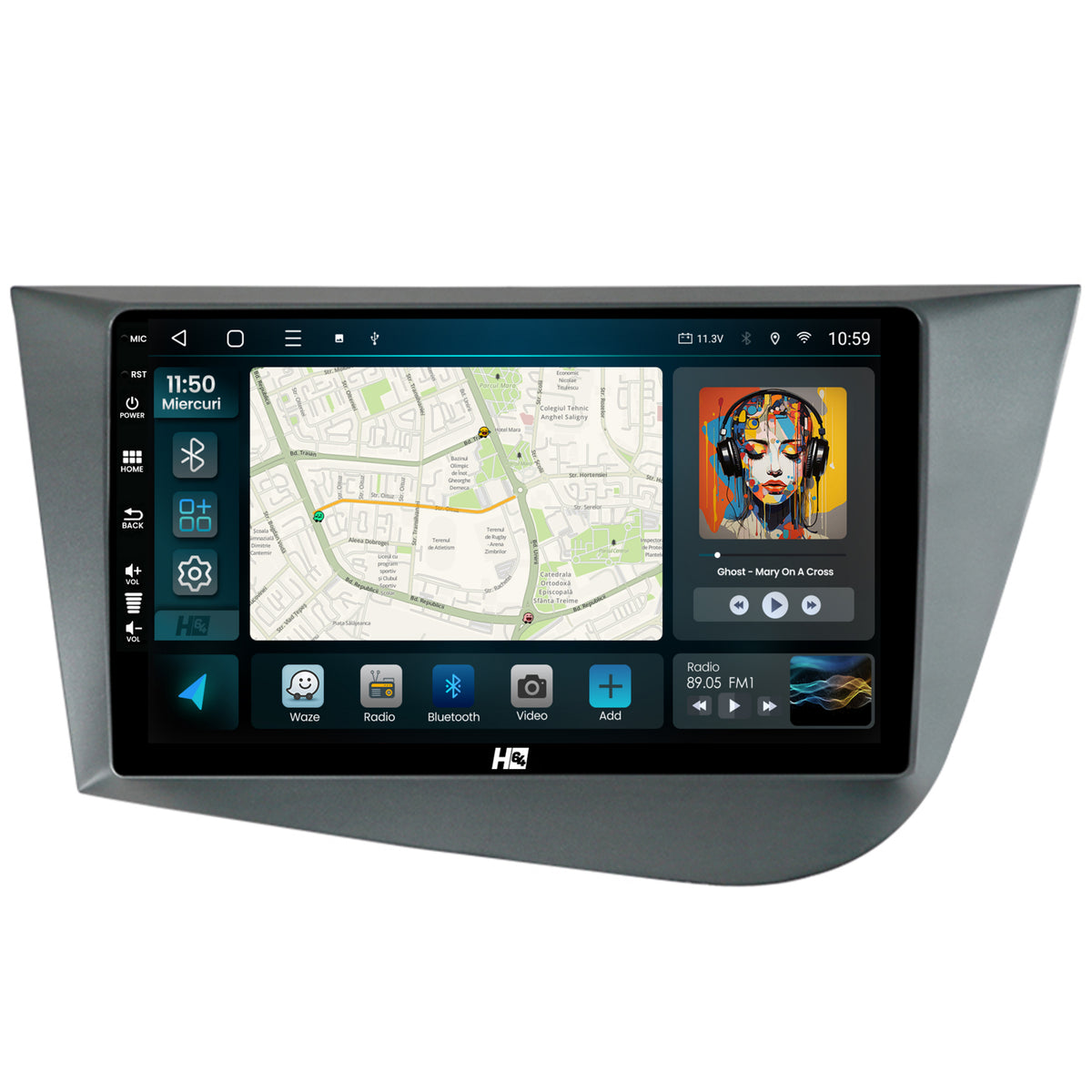 Navigatie HUB64 Seat Leon (2005-2012), 2GB RAM, Android, GPS, Wi-FI, Carplay, Android Auto, USB, Bluetooth, Radio, Waze, Touchscreen, 9 inch