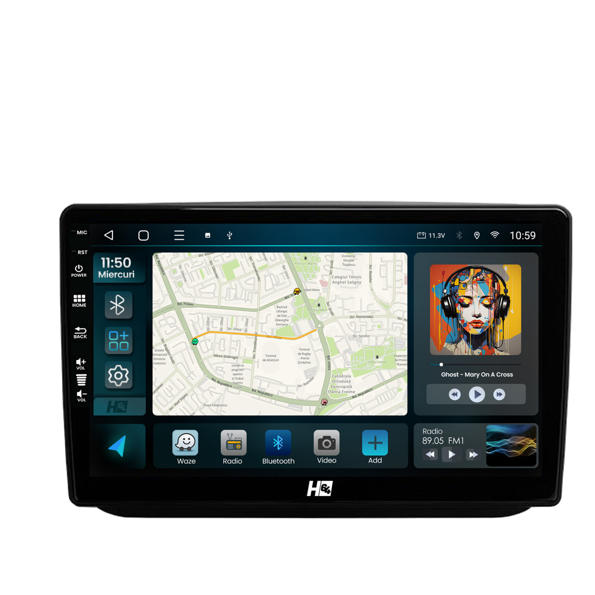 Navigatie HUB64 Skoda Fabia (2007-2014), 4GB RAM, Android, Octacore, Slot Sim 4G, DSP, GPS, Wi-FI, Carplay, Android Auto, USB, Bluetooth, Waze, Touchscreen, 10.1 Inch