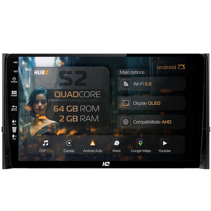 Navigatie HUB64 Skoda Kodiaq, 2GB RAM, Android, GPS, Wi-FI, Carplay, Android Auto, USB, Bluetooth, Radio, Waze, Touchscreen, 10.1 inch