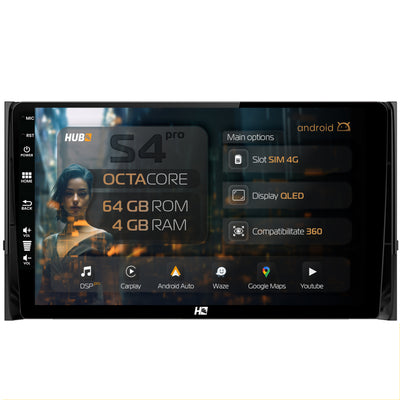 Navigatie HUB64 Skoda Kodiaq, 4GB RAM, Android, Octacore, Slot Sim 4G, DSP, GPS, Wi-FI, Carplay, Android Auto, USB, Bluetooth, Waze, Touchscreen, 10.1 Inch