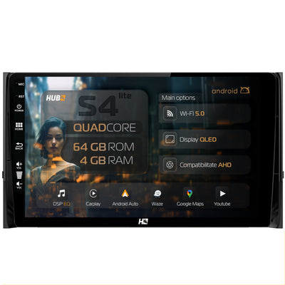 Navigatie HUB64 Skoda Kodiaq, 4GB RAM, Android, Quadcore, DSP, GPS, Wi-FI, Carplay, Android Auto, USB, Bluetooth, Waze, Touchscreen, 10.1 Inch