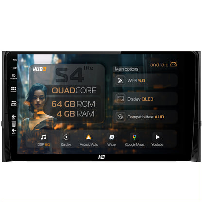 Navigatie HUB64 Skoda Kodiaq, 4GB RAM, Android, Quadcore, DSP, GPS, Wi-FI, Carplay, Android Auto, USB, Bluetooth, Waze, Touchscreen, 10.1 Inch