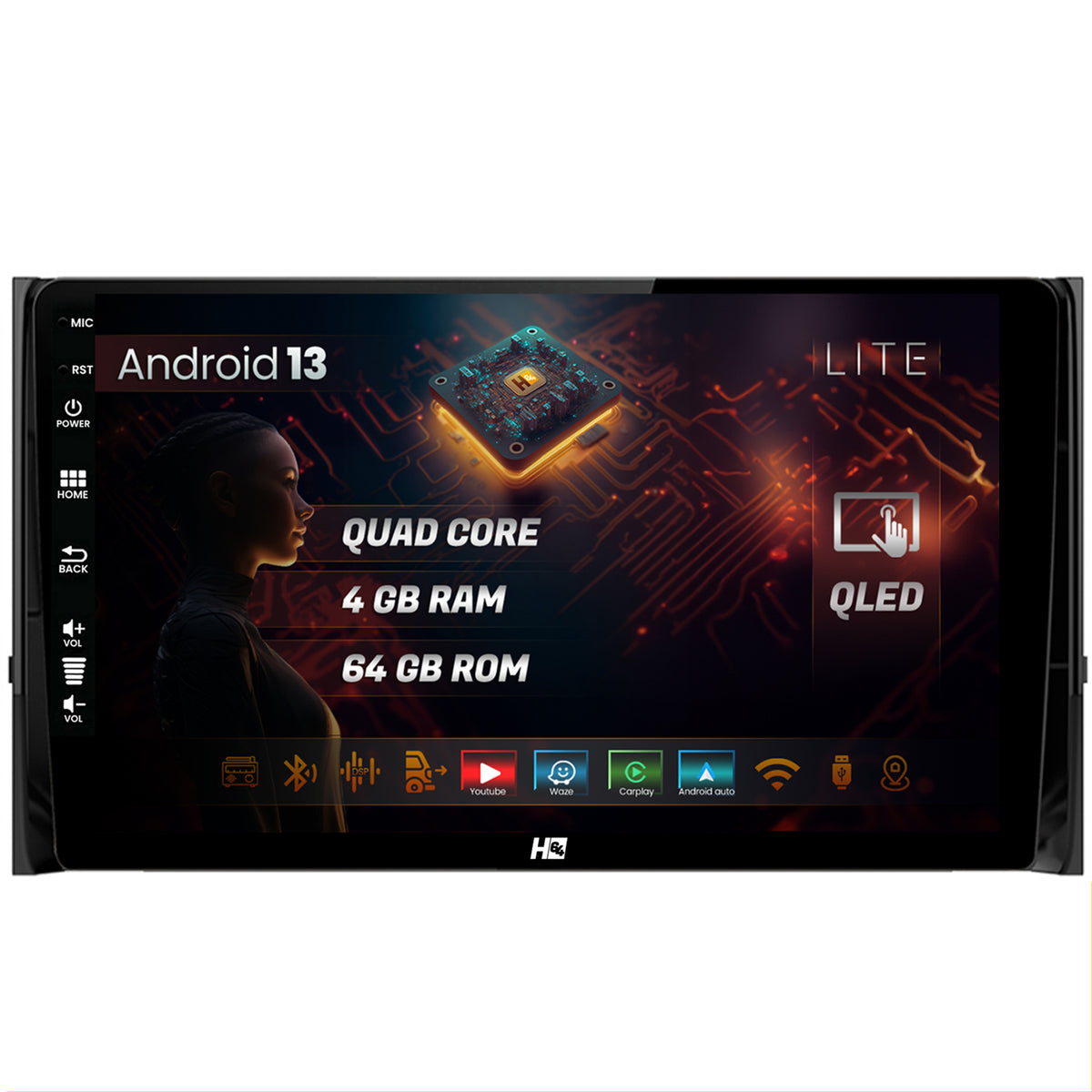 Navigatie HUB64 Skoda Kodiaq, 4GB RAM, Android, Quadcore, DSP, GPS, Wi-FI, Carplay, Android Auto, USB, Bluetooth, Waze, Touchscreen, 10.1 Inch