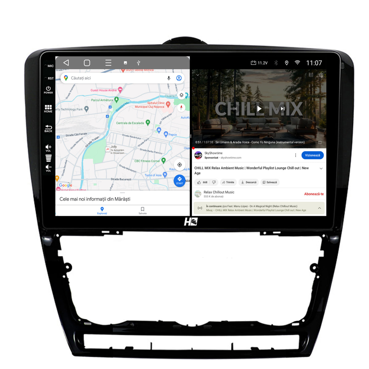 Navigatie HUB64 Skoda Octavia 2, 4GB RAM, Android, Quadcore, DSP, GPS, Wi-FI, Carplay, Android Auto, USB, Bluetooth, Waze, Touchscreen, 10.1 Inch
