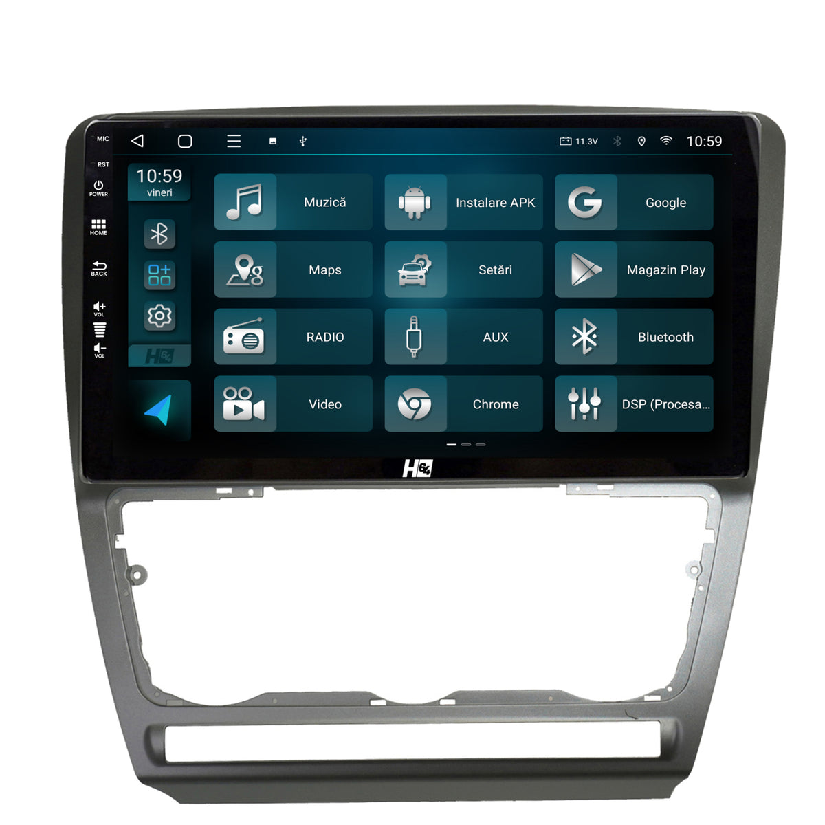 Navigatie HUB64 Skoda Octavia 2, 4GB RAM, Android, Quadcore, DSP, GPS, Wi-FI, Carplay, Android Auto, USB, Bluetooth, Waze, Touchscreen, 10.1 Inch