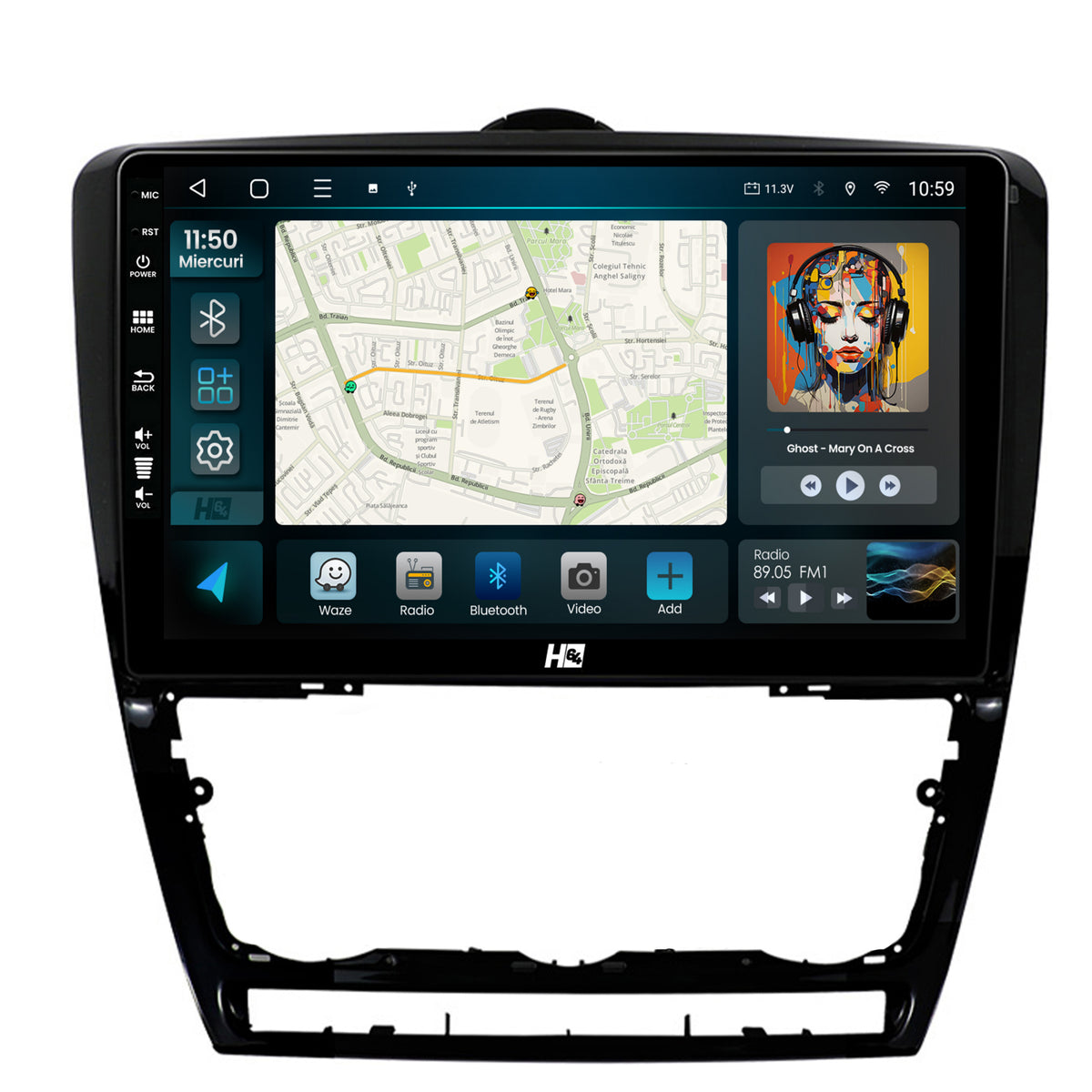 Navigatie HUB64 Skoda Octavia 2, 4GB RAM, Android, Quadcore, DSP, GPS, Wi-FI, Carplay, Android Auto, USB, Bluetooth, Waze, Touchscreen, 10.1 Inch