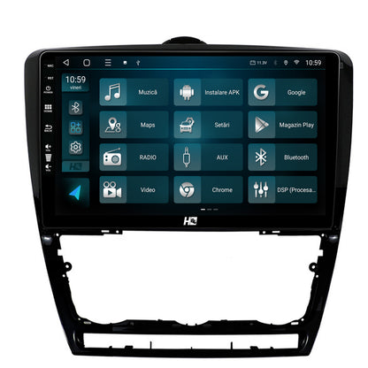 Navigatie HUB64 Skoda Octavia 2, 4GB RAM, Android, Quadcore, DSP, GPS, Wi-FI, Carplay, Android Auto, USB, Bluetooth, Waze, Touchscreen, 10.1 Inch