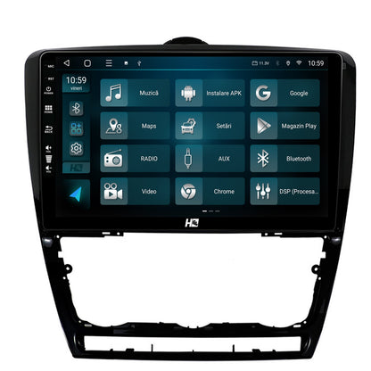 Navigatie HUB64 Skoda Octavia 2, 4GB RAM, Android, Quadcore, DSP, GPS, Wi-FI, Carplay, Android Auto, USB, Bluetooth, Waze, Touchscreen, 10.1 Inch