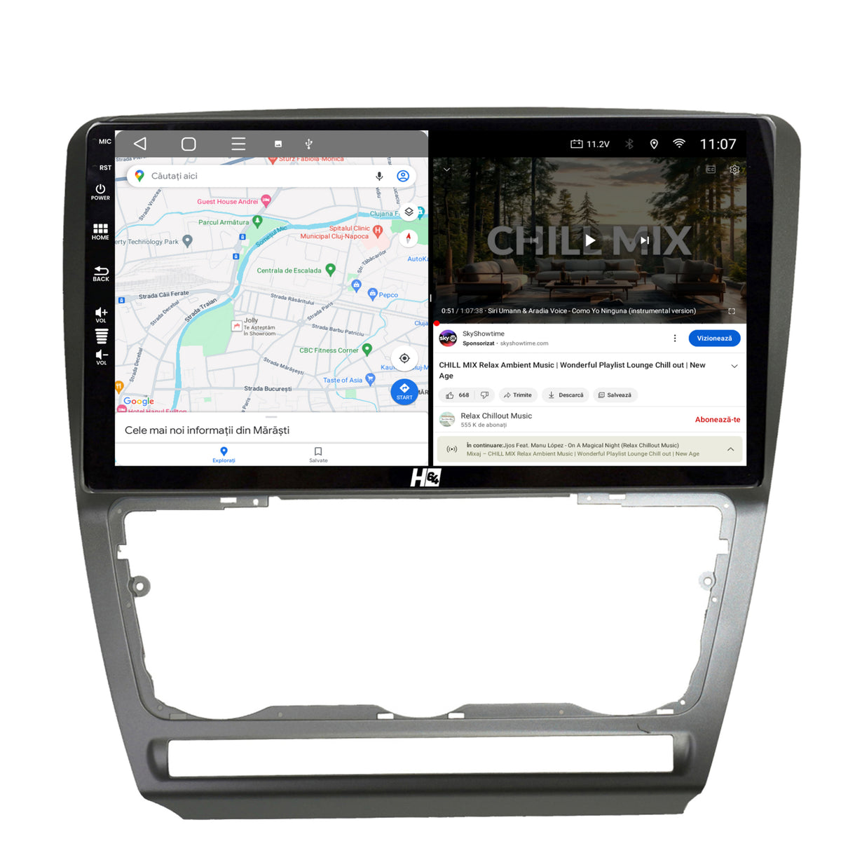 Navigatie HUB64 Skoda Octavia 2, 4GB RAM, Android, Quadcore, DSP, GPS, Wi-FI, Carplay, Android Auto, USB, Bluetooth, Waze, Touchscreen, 10.1 Inch