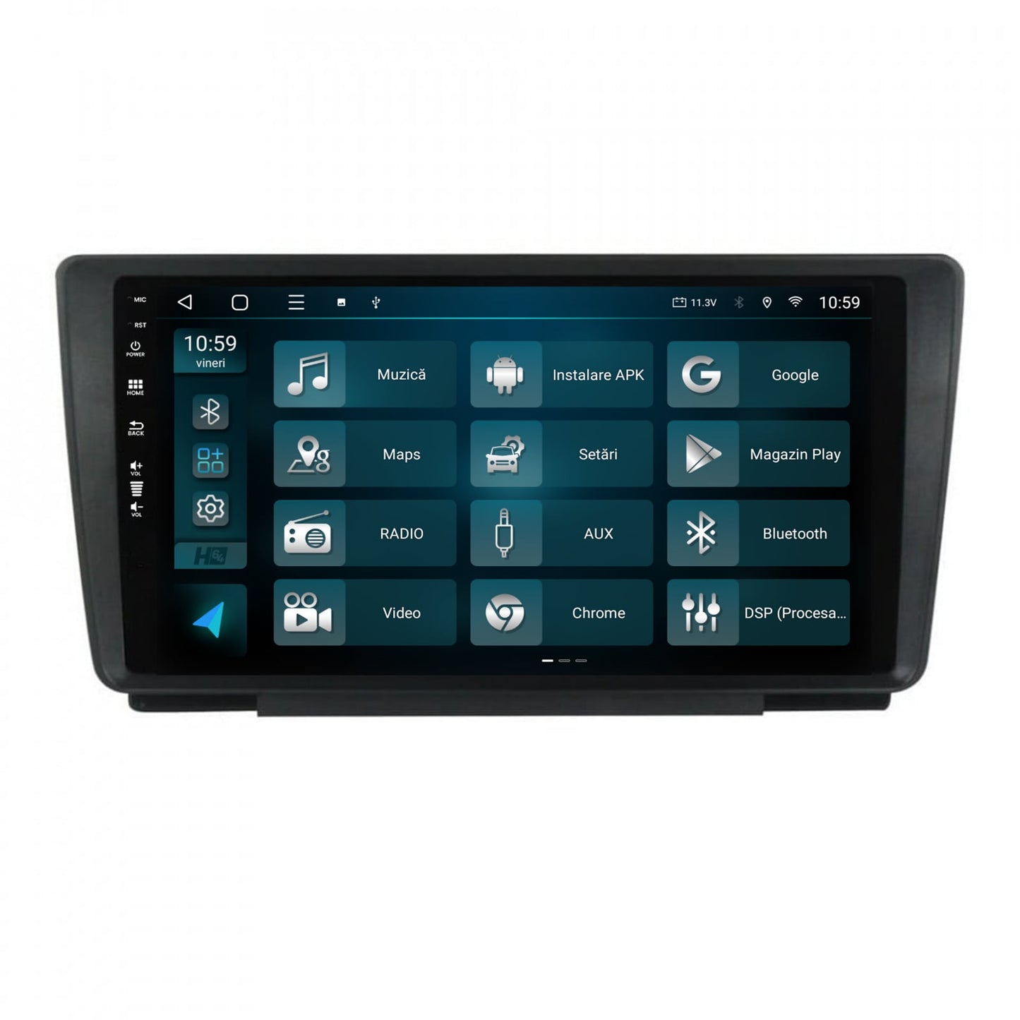 Navigatie HUB64 Skoda Octavia 2, 6GB RAM, Android, Octacore, Slot Sim 4G, DSP, GPS, Wi-FI, Carplay, Android Auto, USB, Bluetooth, Waze, Touchscreen, 9 Inch