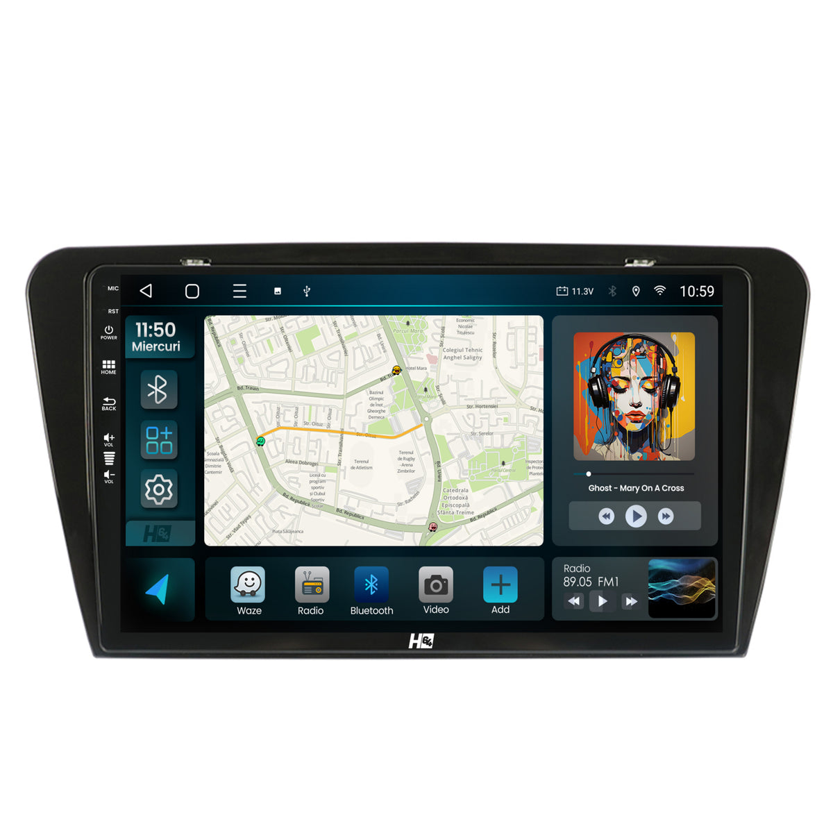 Navigatie HUB64 Skoda Octavia 3 (2013-2018), 4GB RAM, Android, Octacore, Slot Sim 4G, DSP, GPS, Wi-FI, Carplay, Android Auto, USB, Bluetooth, Waze, Touchscreen, 10.1 Inch