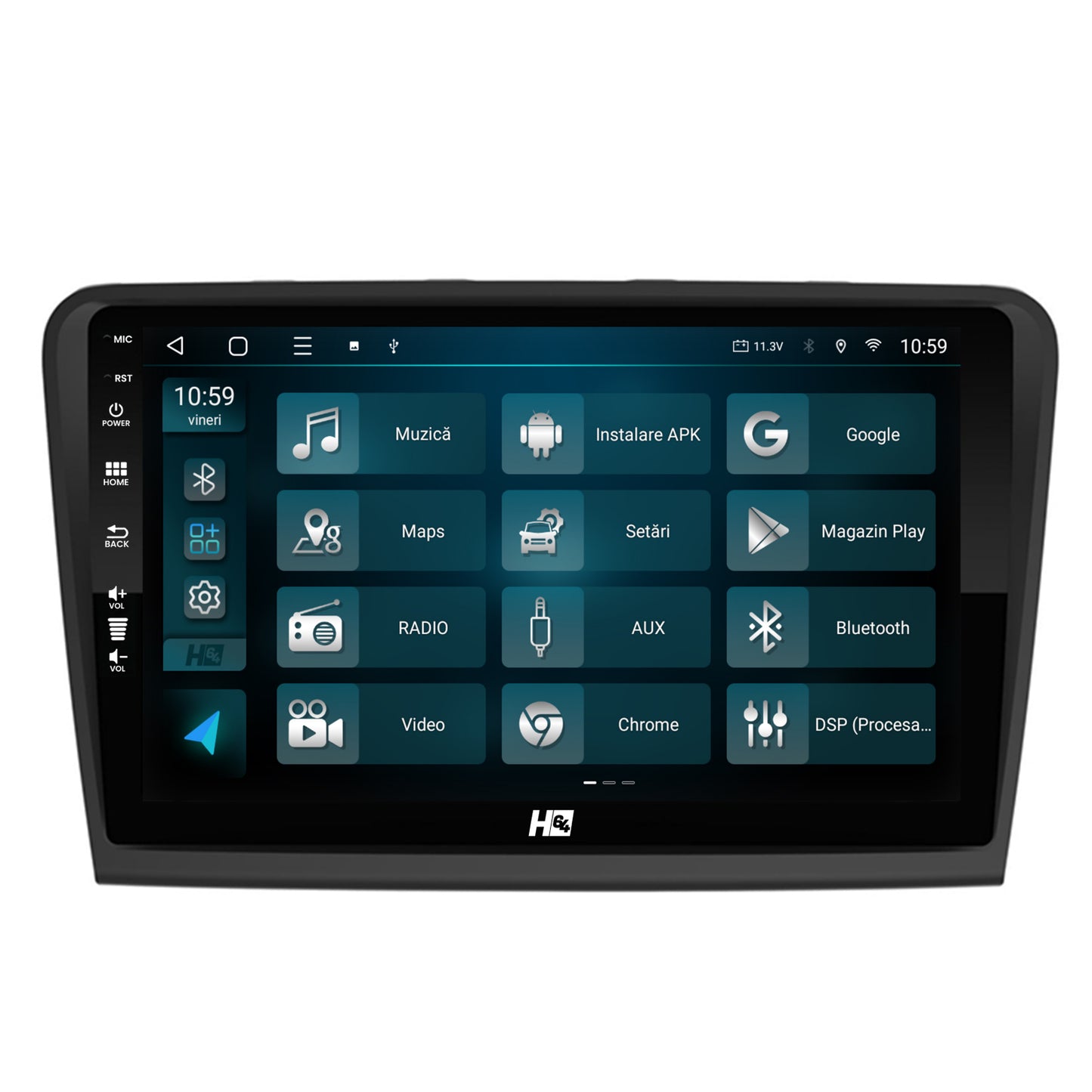 Navigatie HUB64 Skoda Superb 2 (2008-2015), 4GB RAM, Android, Quadcore, DSP, GPS, Wi-FI, Carplay, Android Auto, USB, Bluetooth, Waze, Touchscreen, 10.1 Inch