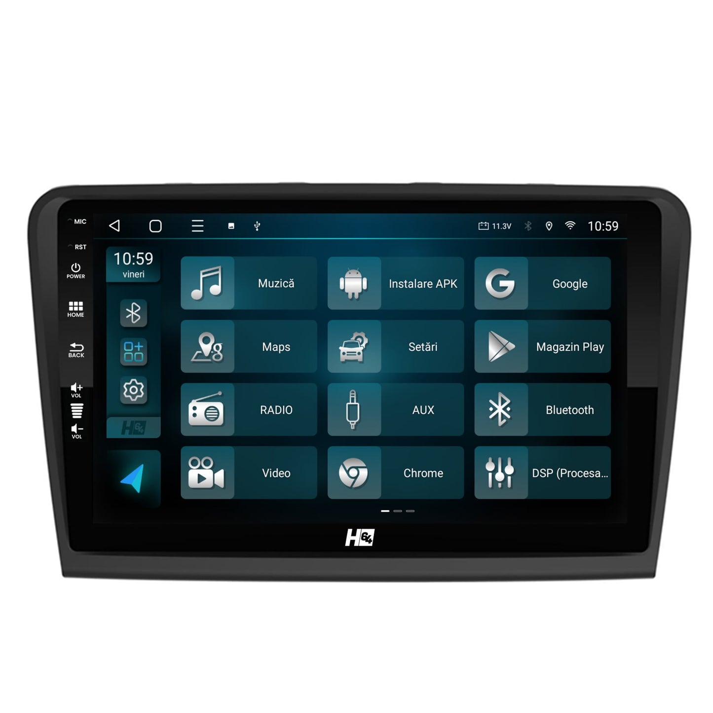Navigatie HUB64 Skoda Superb 2 (2008-2015), 4GB RAM, Android, Octacore, Slot Sim 4G, DSP, GPS, Wi-FI, Carplay, Android Auto, USB, Bluetooth, Waze, Touchscreen, 10.1 Inch