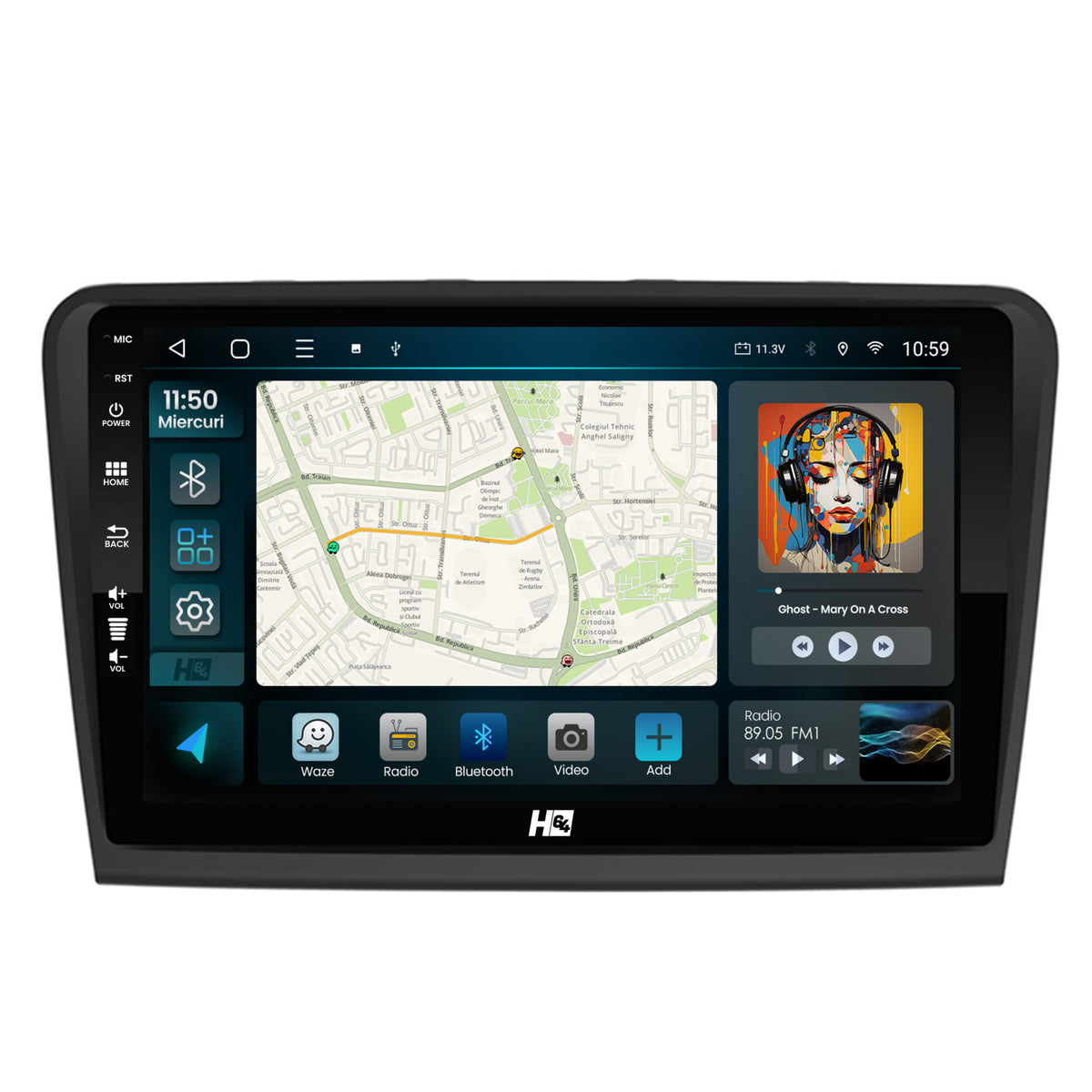 Navigatie HUB64 Skoda Superb 2 (2008-2015), 4GB RAM, Android, Octacore, Slot Sim 4G, DSP, GPS, Wi-FI, Carplay, Android Auto, USB, Bluetooth, Waze, Touchscreen, 10.1 Inch
