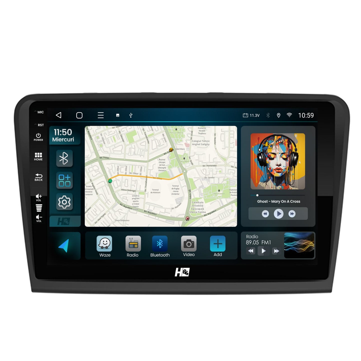 Navigatie HUB64 Skoda Superb 2 (2008-2015), 4GB RAM, Android, Octacore, Slot Sim 4G, DSP, GPS, Wi-FI, Carplay, Android Auto, USB, Bluetooth, Waze, Touchscreen, 10.1 Inch