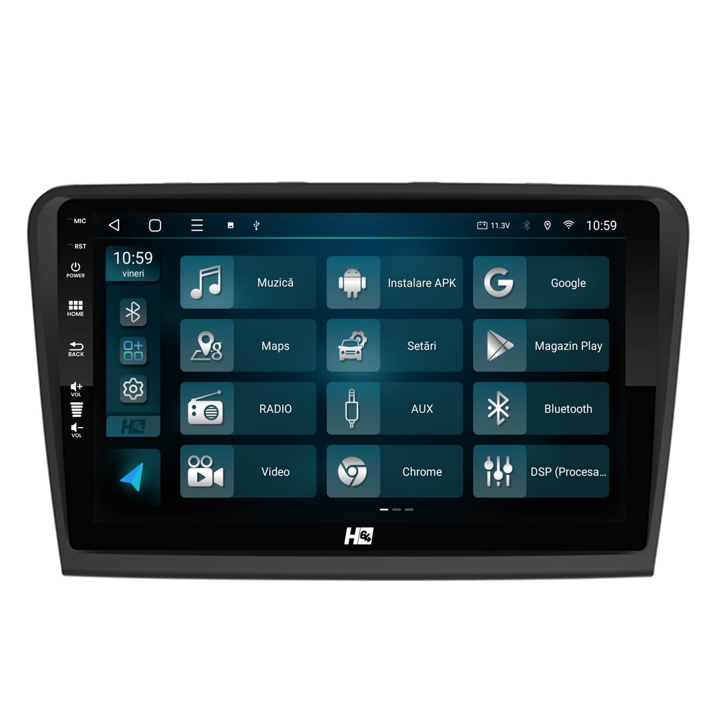 Navigatie HUB64 Skoda Superb 2 (2008-2015), 6GB RAM, Android, Octacore, Slot Sim 4G, DSP, GPS, Wi-FI, Carplay, Android Auto, USB, Bluetooth, Waze, Touchscreen, 10.1 Inch