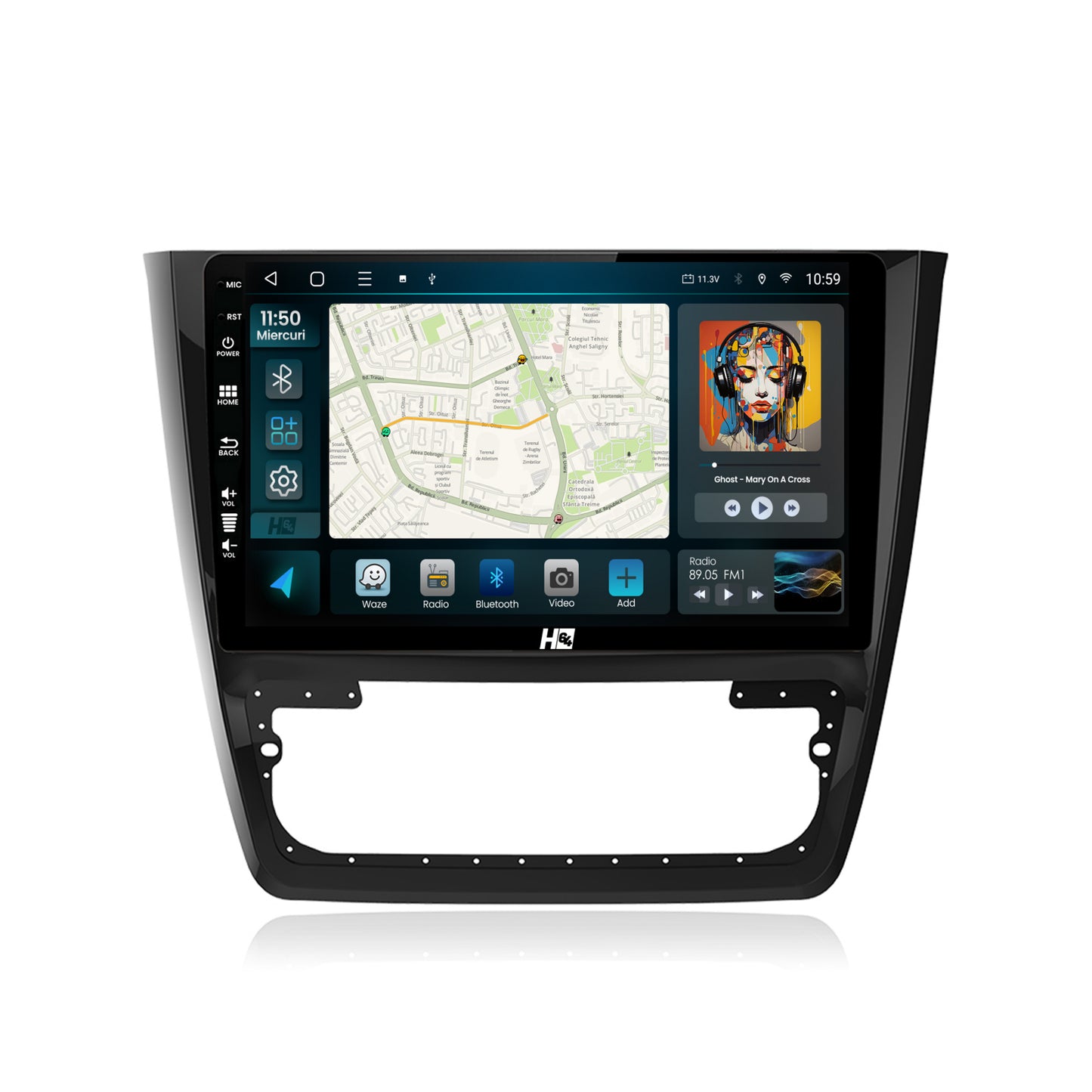 Navigatie HUB64 Skoda Yeti, 2GB RAM, Android, GPS, Wi-FI, Carplay, Android Auto, USB, Bluetooth, Radio, Waze, Touchscreen, 10.1 inch