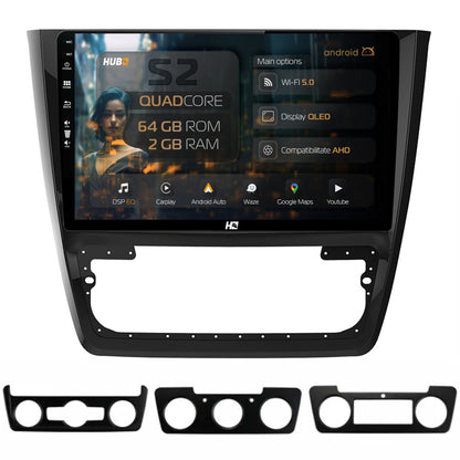 Navigatie HUB64 Skoda Yeti, 2GB RAM, Android, GPS, Wi-FI, Carplay, Android Auto, USB, Bluetooth, Radio, Waze, Touchscreen, 10.1 inch