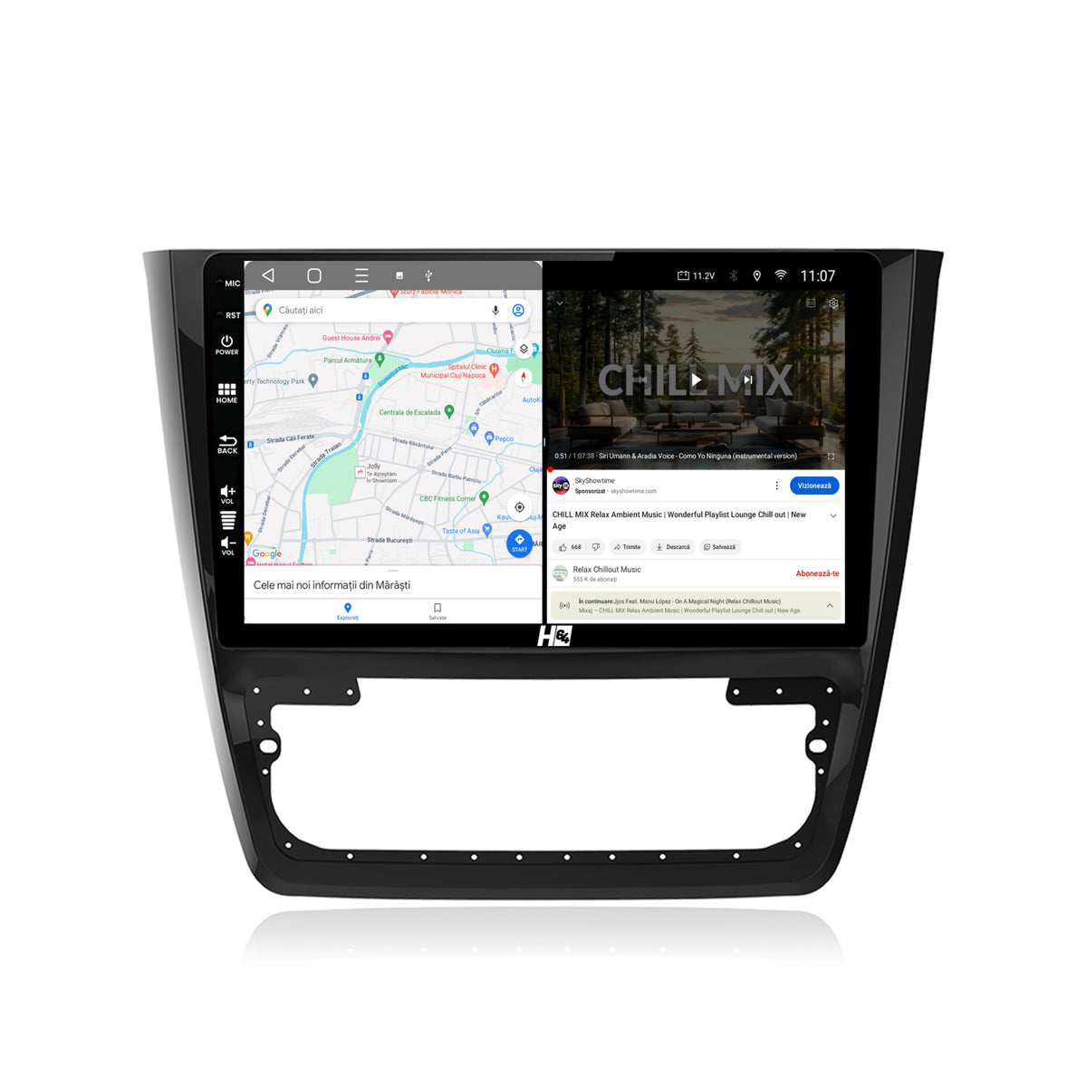 Navigatie HUB64 Skoda Yeti, 4GB RAM, Android, Quadcore, DSP, GPS, Wi-FI, Carplay, Android Auto, USB, Bluetooth, Waze, Touchscreen, 10.1 Inch
