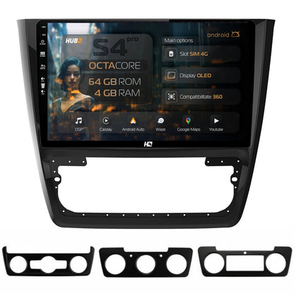 Navigatie HUB64 Skoda Yeti, 4GB RAM, Android, Octacore, Slot Sim 4G, DSP, GPS, Wi-FI, Carplay, Android Auto, USB, Bluetooth, Waze, Touchscreen, 10.1 Inch