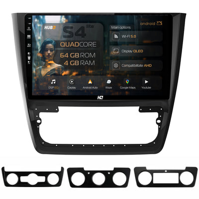 Navigatie HUB64 Skoda Yeti, 4GB RAM, Android, Quadcore, DSP, GPS, Wi-FI, Carplay, Android Auto, USB, Bluetooth, Waze, Touchscreen, 10.1 Inch