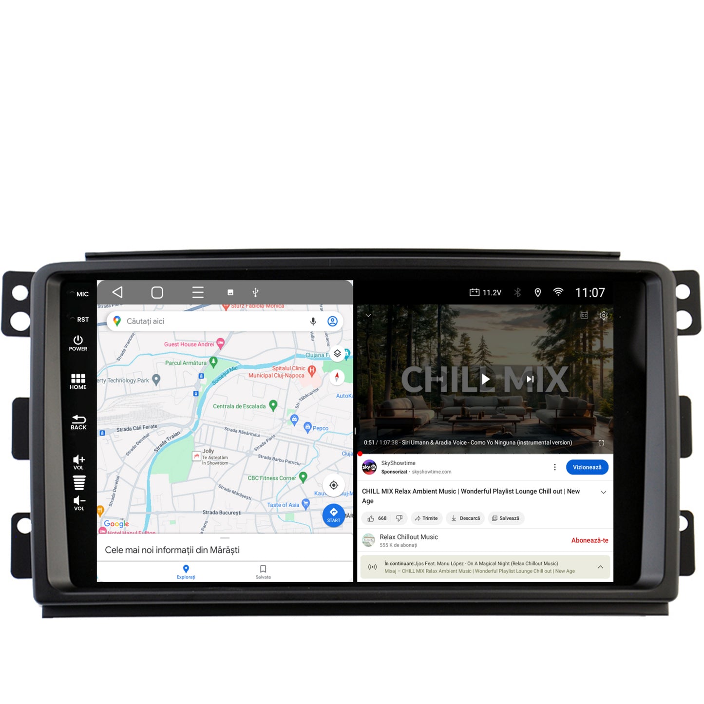 Navigatie HUB64 Smart For Two (2007-2010), 8GB RAM, Android, Octacore, Slot Sim 4G, DSP, GPS, Wi-FI, Carplay, Android Auto, USB, Bluetooth, Waze, Touchscreen, 9 Inch