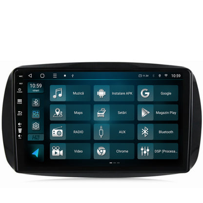 Navigatie HUB64 Smart For Two (2016-Prezent), 8GB RAM, Android, Octacore, Slot Sim 4G, DSP, GPS, Wi-FI, Carplay, Android Auto, USB, Bluetooth, Waze, Touchscreen, 9 Inch