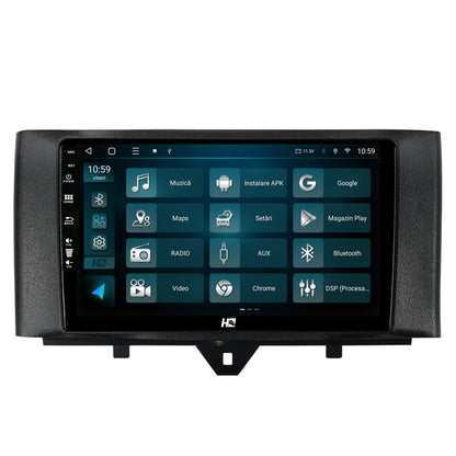 Navigatie HUB64 Smart Fortwo (2010-2015), 4GB RAM, Android, Quadcore, DSP, GPS, Wi-FI, Carplay, Android Auto, USB, Bluetooth, Waze, Touchscreen, 9 inch