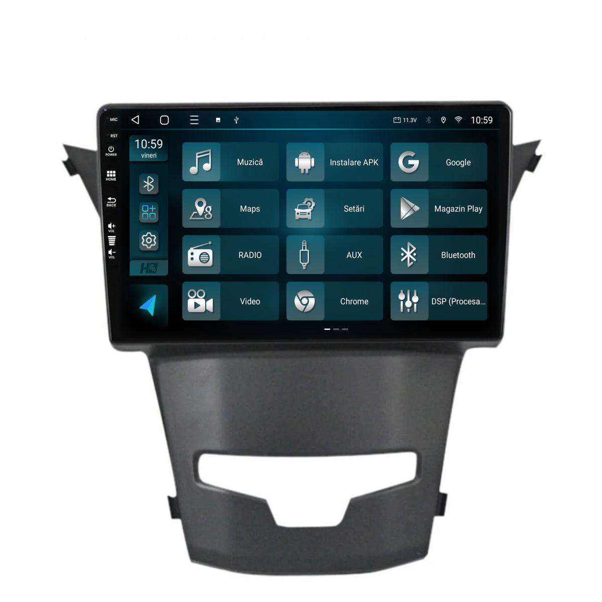 Navigatie HUB64 Ssangyong Korando (2013-2019), 2GB RAM, Android, GPS, Wi-FI, Carplay, Android Auto, USB, Bluetooth, Radio, Waze, Touchscreen, 9 inch