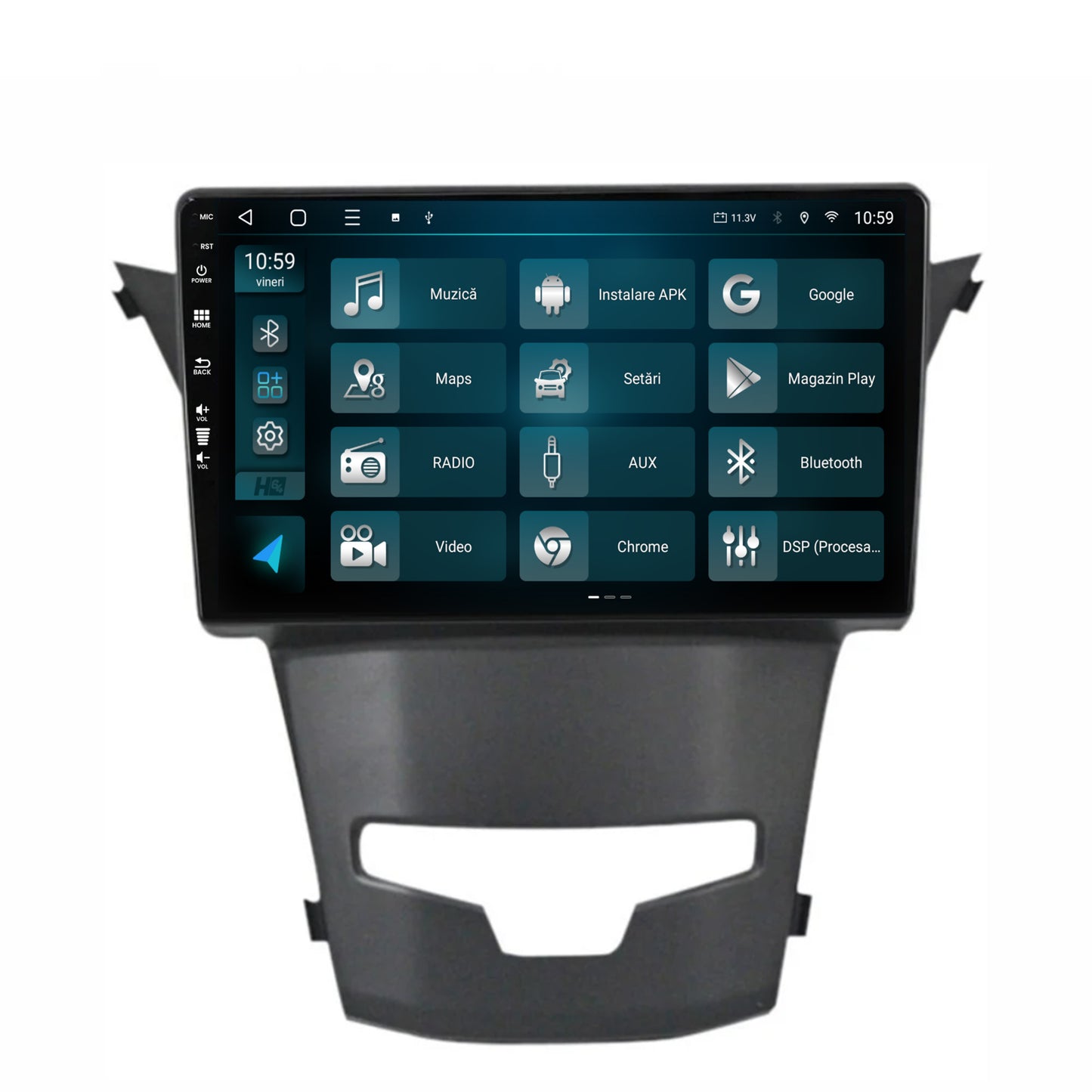 Navigatie HUB64 Ssangyong Korando (2013-2019), 2GB RAM, Android, GPS, Wi-FI, Carplay, Android Auto, USB, Bluetooth, Radio, Waze, Touchscreen, 9 inch