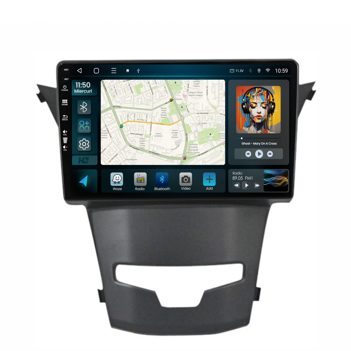 Navigatie HUB64 Ssangyong Korando (2013-2019), 4GB RAM, Android, Octacore, Slot Sim 4G, DSP, GPS, Wi-FI, Carplay, Android Auto, USB, Bluetooth, Waze, Touchscreen, 9 inch