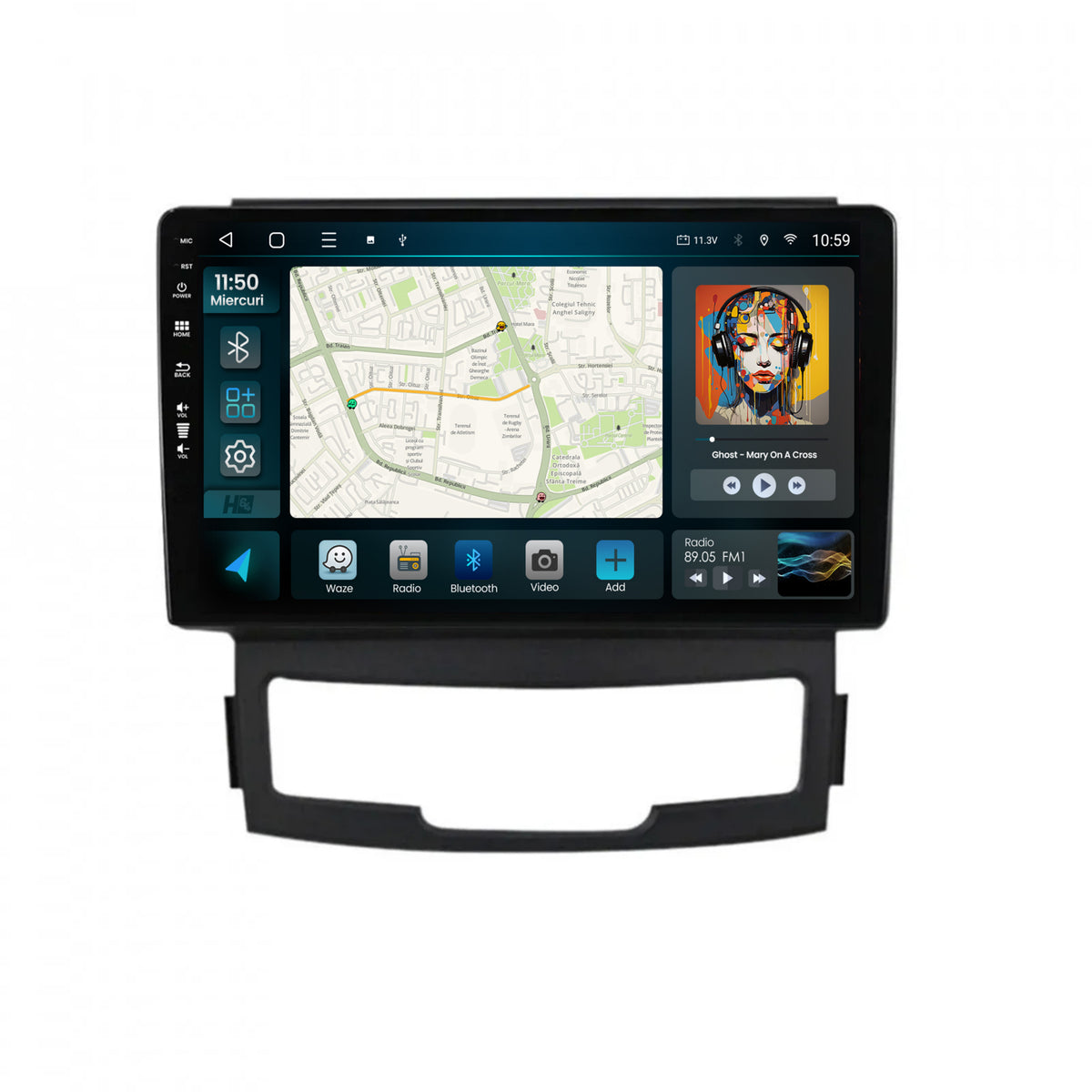 Navigatie HUB64 Ssang Yong Korando (2010-2013), 4GB RAM, Android, Octacore, Slot Sim 4G, DSP, GPS, Wi-FI, Carplay, Android Auto, USB, Bluetooth, Waze, Touchscreen, 9 inch