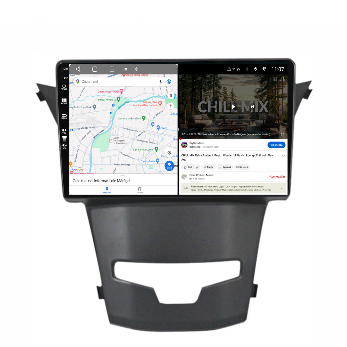 Navigatie HUB64 Ssangyong Korando (2013-2019), 8GB RAM, Android, Octacore, Slot Sim 4G, DSP, GPS, Wi-FI, Carplay, Android Auto, USB, Bluetooth, Waze, Touchscreen, 9 Inch