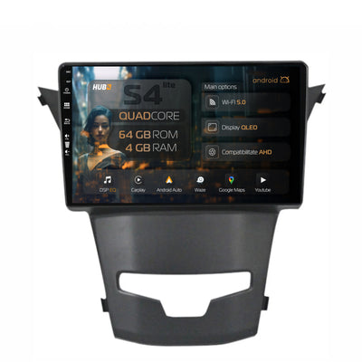 Navigatie HUB64 Ssangyong Korando (2013-2019), 4GB RAM, Android, Quadcore, DSP, GPS, Wi-FI, Carplay, Android Auto, USB, Bluetooth, Waze, Touchscreen, 9 inch